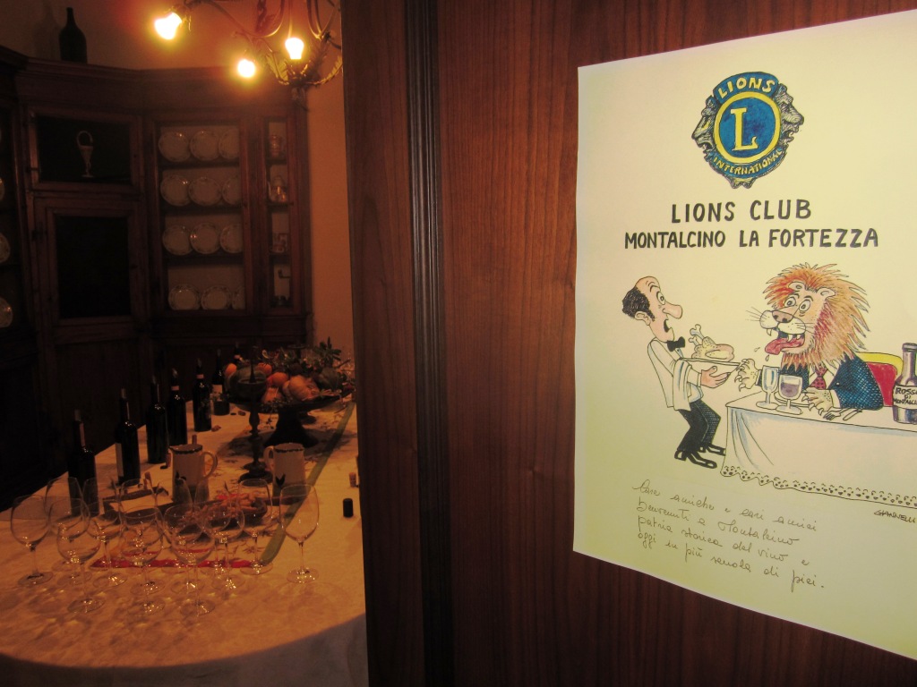 la sala da degustazione con la vignetta di Emilio Giannelli
