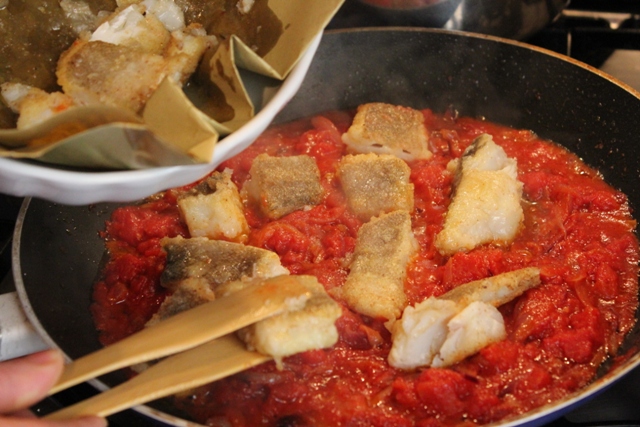 Baccalà alla fratina 8 - baccalà aggiunto al pomodoro