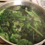 sausages and turnips-preparation of the greens
