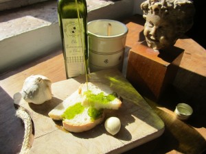 Bruschetta with new olive oil