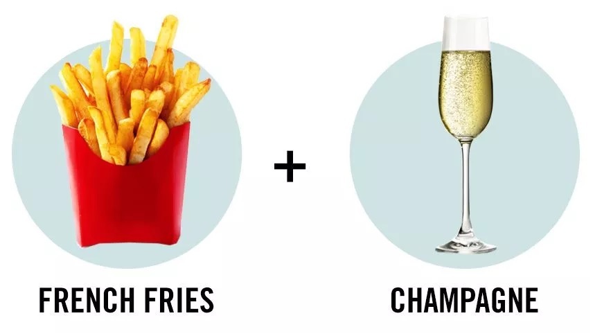 french fries and champagne