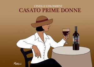 Valerio Marini una vignetta per il Casato Prime Donne a Vinitaly