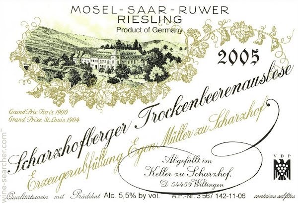 Riesling Egon Muller Scharzhof Scharzhofberger riesling trockenbeerenauslese