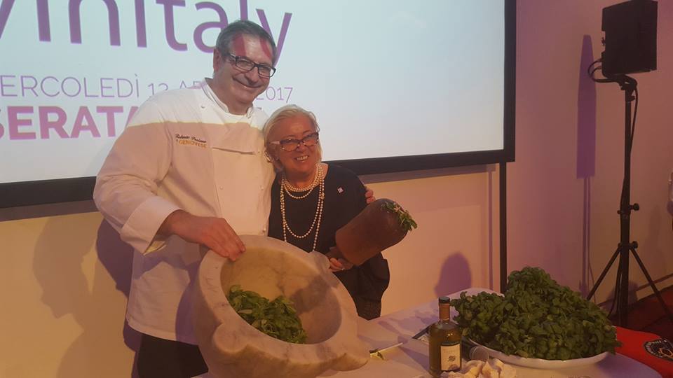 Roberto-Panizza-DonatellaCinelliColombini-pesto-cena-Donne-del-Vino-Vinitaly-2017