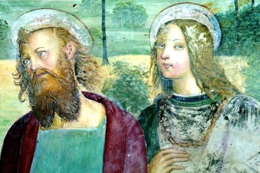 Raffaello 1500-02 autoritratto Pieve di Sant'Ippolito a Asciano