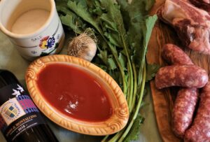 Ingredienti delle costole con i rapi di Montalcino