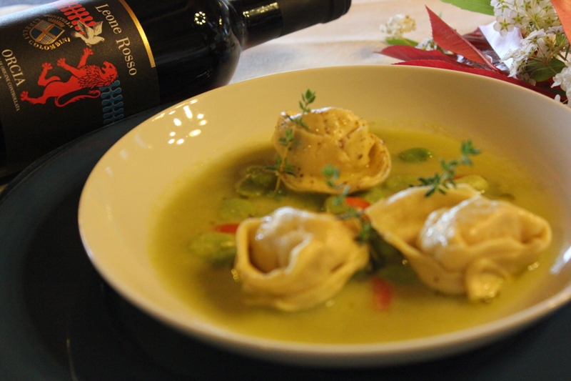 Cibo-primo-piacere-degli-italiani- Fattoria-del-Colle-Ravioli e Leone Rosso Doc Orcia