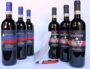 Offerta agosto: 3 Chianti superiore 2020, 3 Brunello di Montalcino progetto Prime Donne, una wine skin e un cavatappi personalizzato