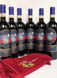 2 bottiglie Brunello Riserva 2013 2 bottiglie Brunello Riserva 2015 2 bottiglie Brunello Riserva 2016 e 1 grembiule con il logo del Casato Prime Donne
