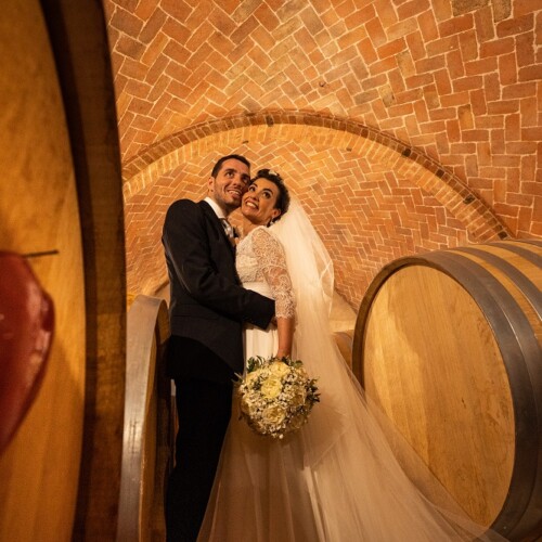wedding among the barrels