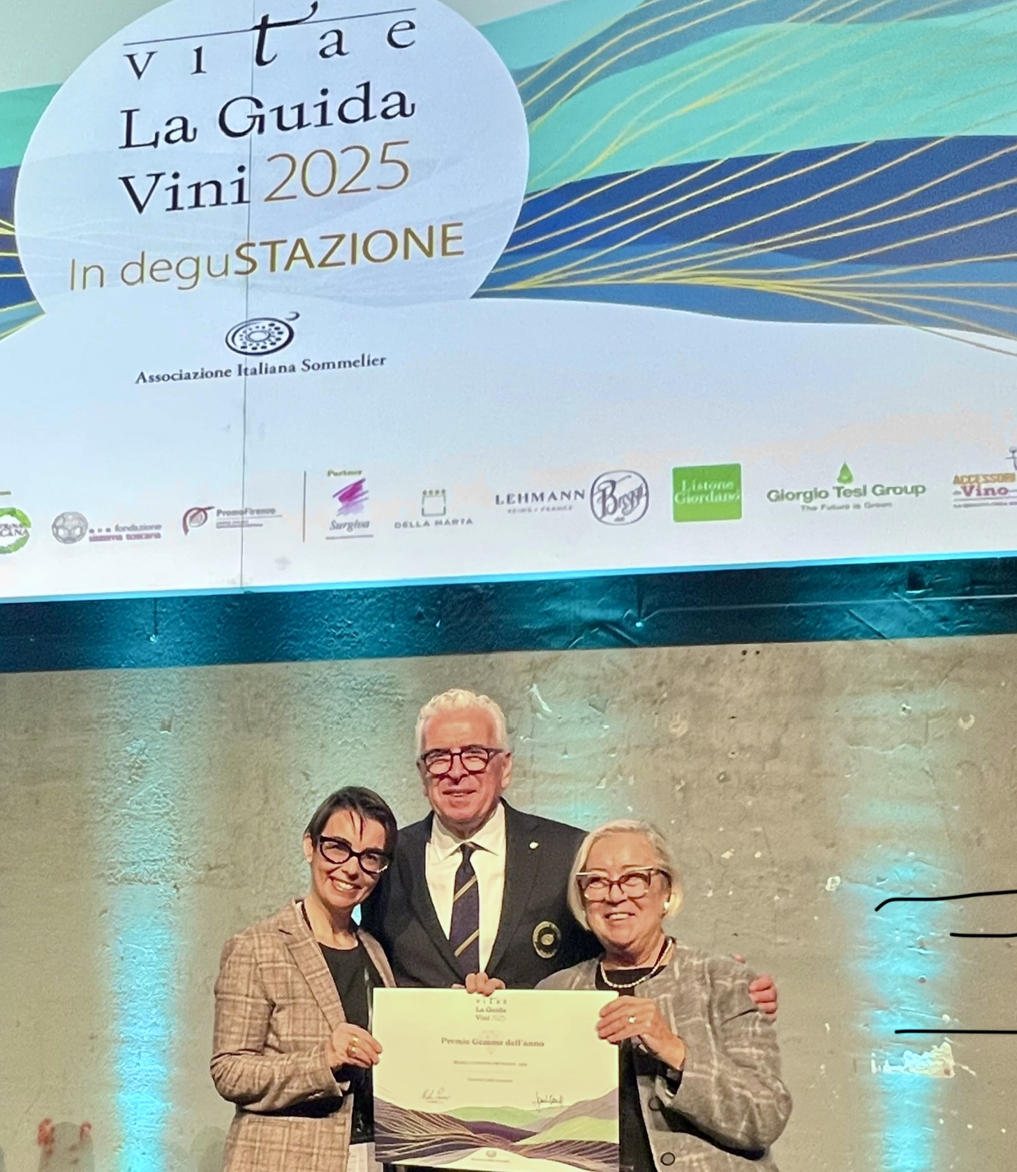 Donatella Cinelli Colombini e Violante Gardini Cinelli Colombini alla premiazione AIS Vitae