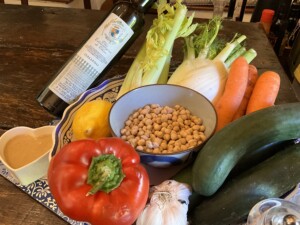 Ingredients pinzimonio with Hummus - Fattoria del Colle, Trequanda, Toscana