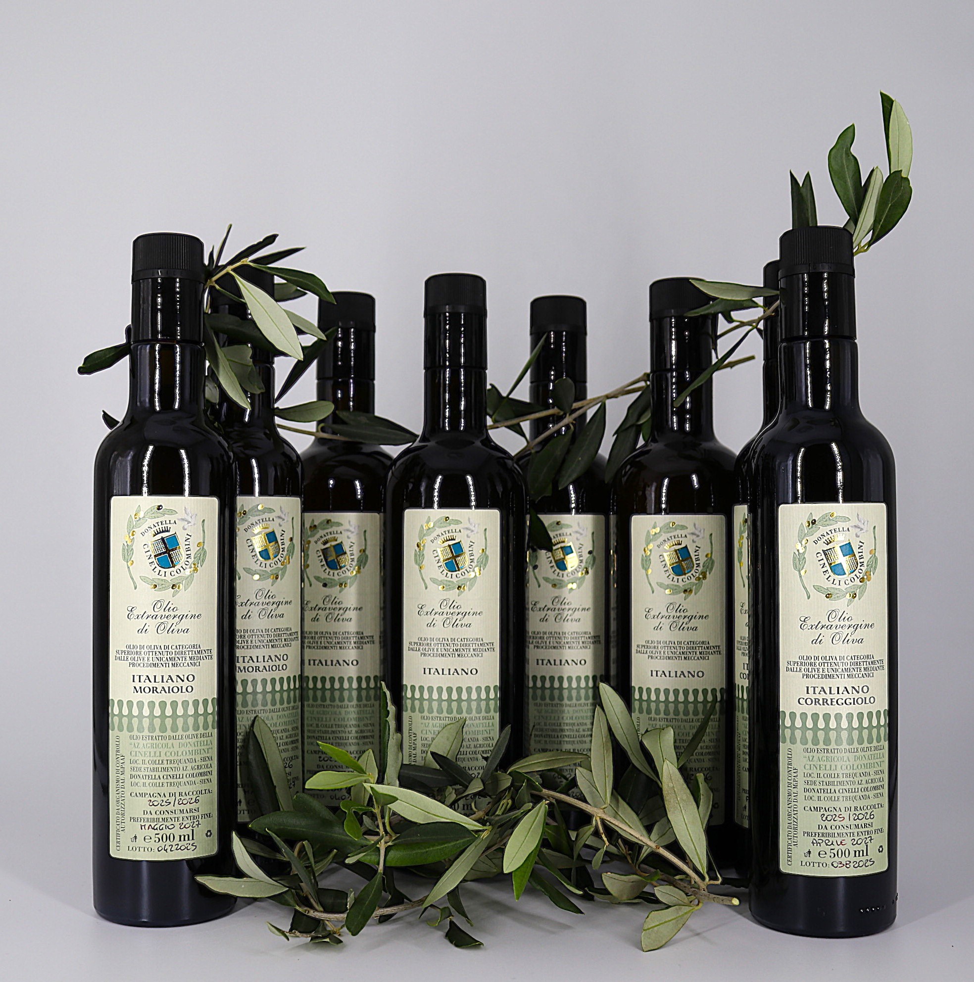 Olio Extravergine d'oliva Tradizionale 2025 BIO, Olio extravergine d'oliva monocultivar correggiolo 2025 BIO, Olio extravergine d'oliva Monocultivar Correggiolo 2025 BIO Donatella Cinelli Colombini Fattoria del Colle, Casato Prime Donne Montalcino Toscana