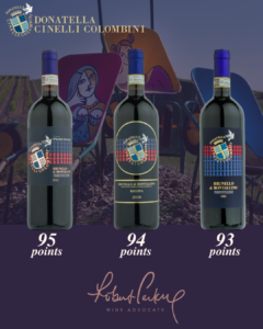 Brunello Prime Donne 2021, Brunello di Montalcino 2021 e Brunello Riserva 2020 Donatella Cinelli Colombini wine advocate ratings Casato Prime Donne, Montalcino, Toscana