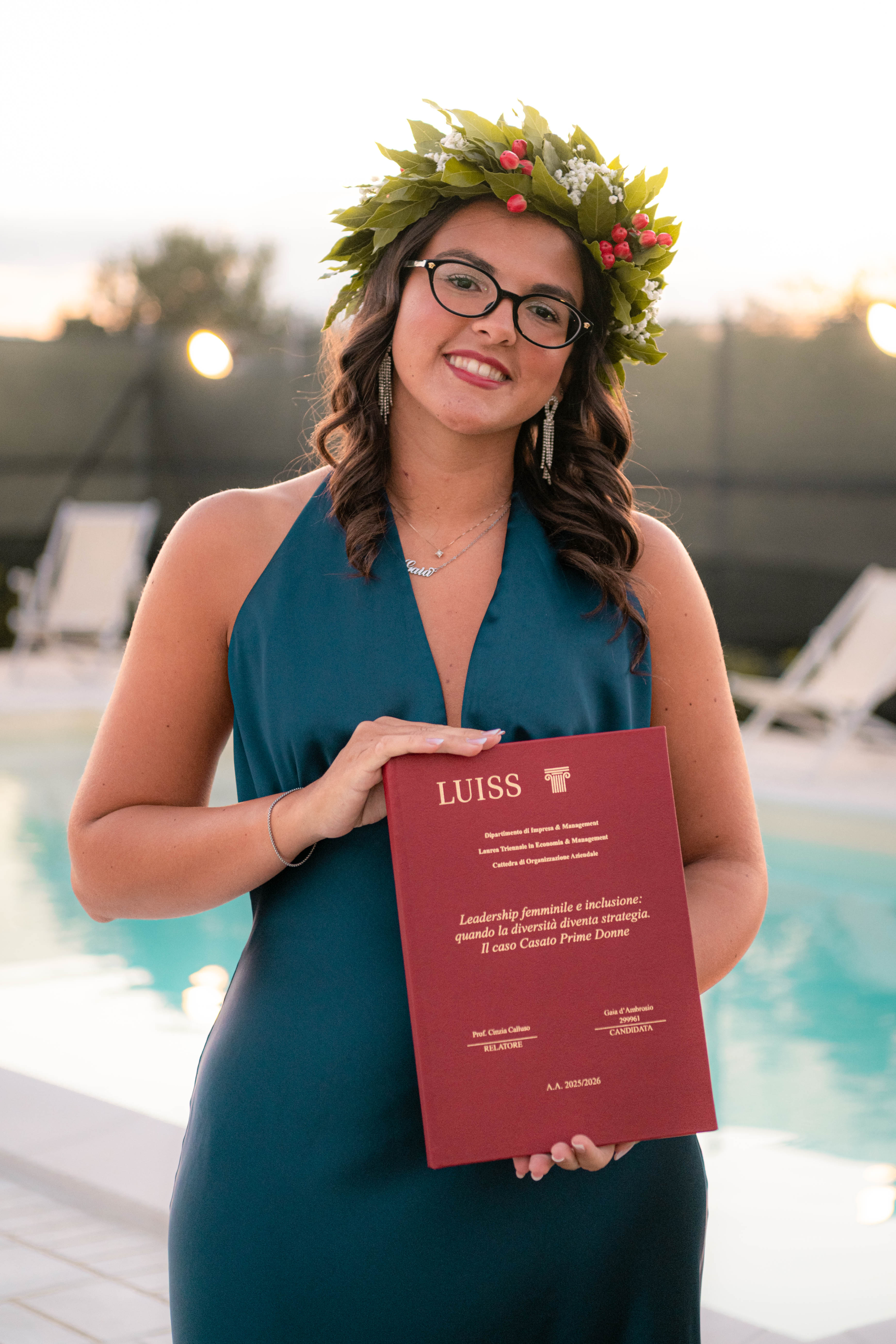 Gaia d’Ambrosio con la sua tesi di laurea alla Luiss riguardante il Casato Prime Donne